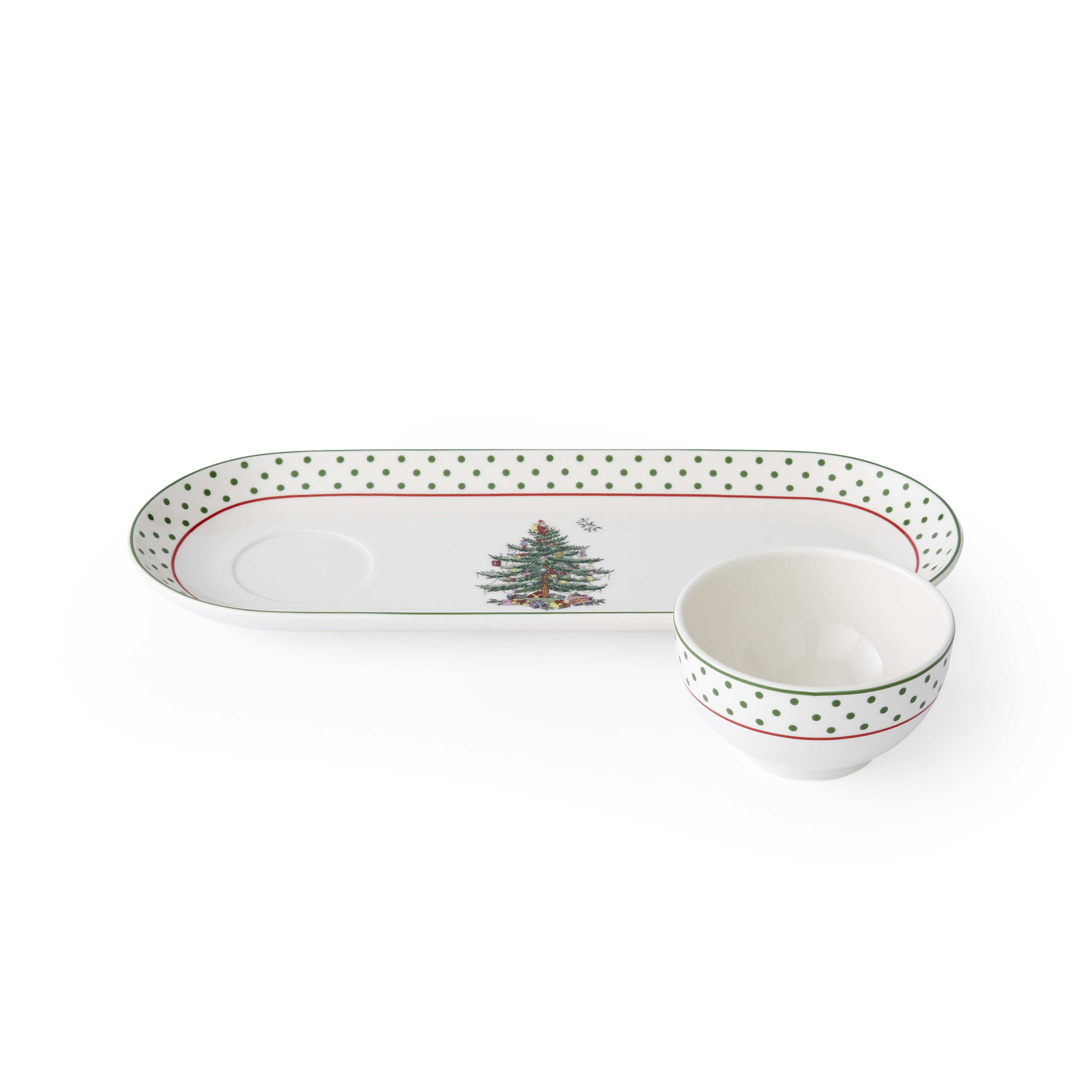Christmas Tree Polka Dot Oval Chip & Dip image number null